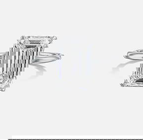 Certified 3 Carat Emerald Cut 14kt Solid White Gold Lab Grown Diamond Ring (1 of 2)