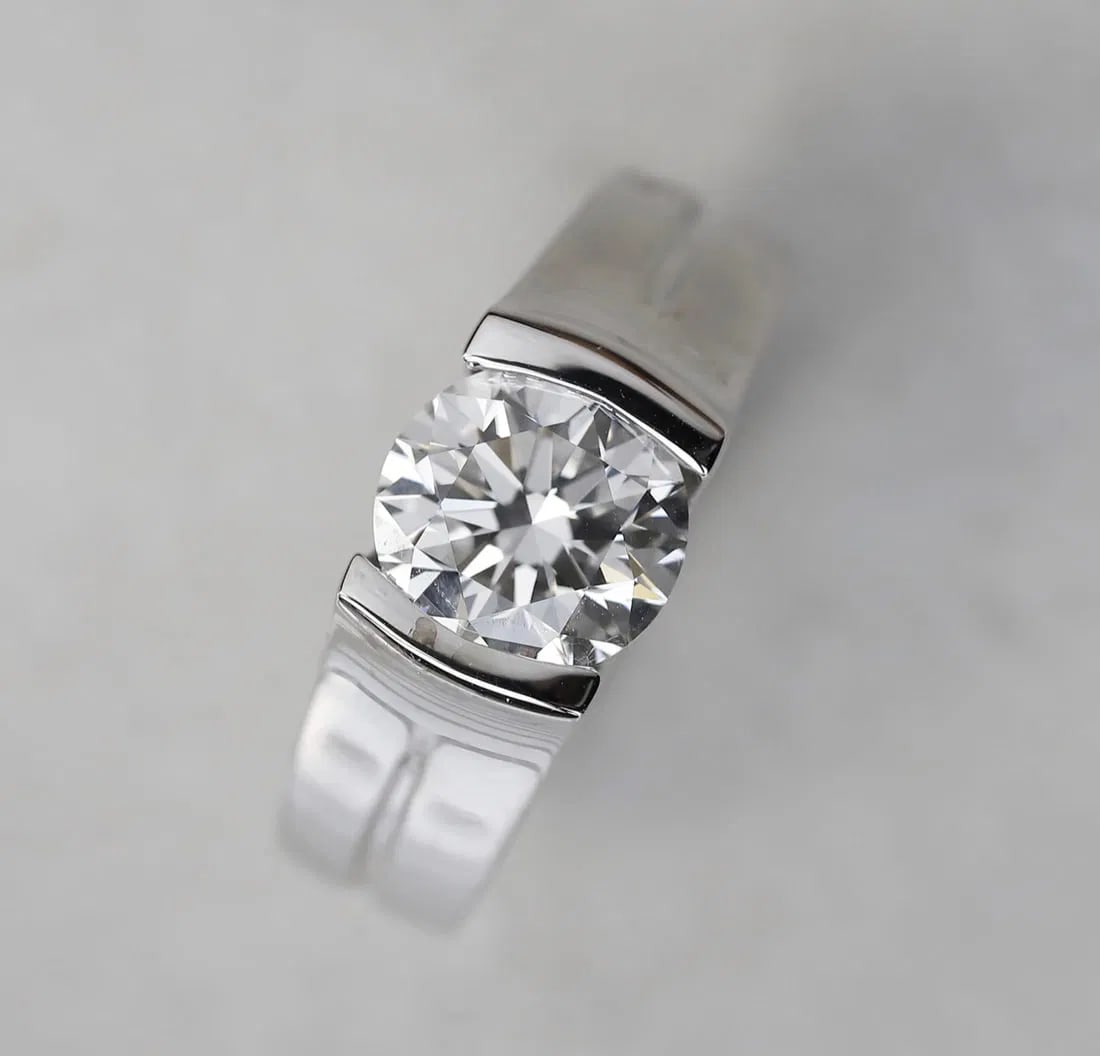 Certified Men's Ring - 3 Carat Round Cut 14kt Solid White Gold Lab Grown Diamond Ring (1 of 4)