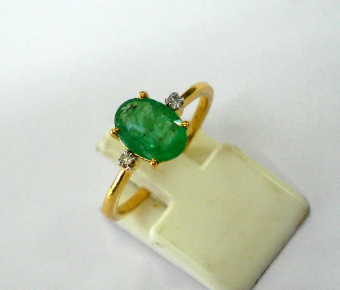 2.80 Ct Certified Natural Emerald Ring 14KT Solid Yellow Gold Ring (1 of 3)
