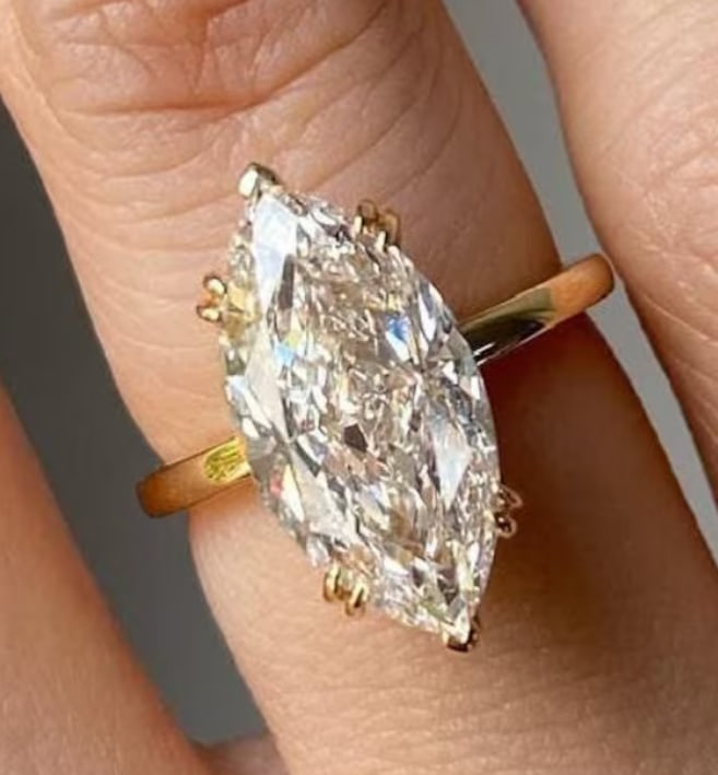 Certified 5.50 Carat Marquise  Cut Lab Grown Diamond VVS1 E Color 14kt Solid Yellow Gold Engagement (1 of 4)