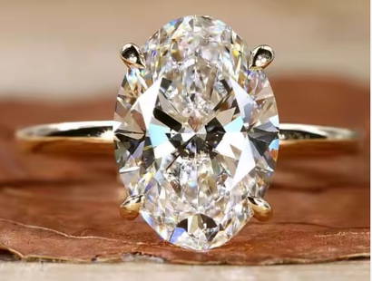 Certified 10 Carat Oval Cut Lab Grown Diamond 14kt Solid Yellow Gold Engagement Ring: Certified 10 Carat Oval Cut Lab Grown Diamond 14kt Solid Yellow Gold Engagement Ring D Color VVS1 Oval Cut - Ring Size US 7