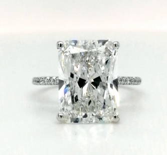 Certified 10 Ct Lab Grown Diamond Engagement Ring in 14K Solid White Gold - Radiant Cut: Certified 10 Ct VVS1 D Color Lab Grown Diamond Engagement Ring in 14K Solid White Gold - Radiant Cut Side Stone is Lab grown diamonds vs1 e color 0.40 -Ring Size US - 6.5