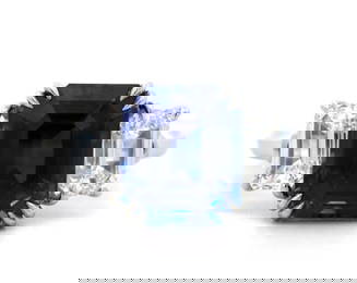 Certified 10 Carat Lab Grown Diamond & Lab Grown Sapphire VVS1 E Color 14kt Solid White Gold