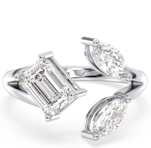 Certified 4 Carat Emerald Cut With Marquise Cut Lab Grown Diamond VVS1 F Color 14kt Solid White Gold (1 of 3)