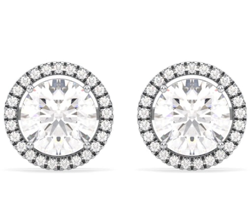Certified 4 Carat Round Cut Lab Grown Diamond VVS1 F Color 14kt Solid White Gold Earrings (1 of 3)