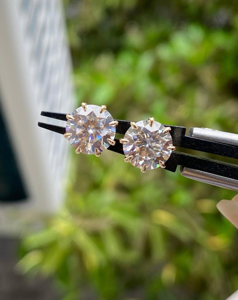 Certified 6 Carat Round Cut Lab Grown Diamond VVS1 D Color 14kt Solid White Gold Earrings (1 of 3)