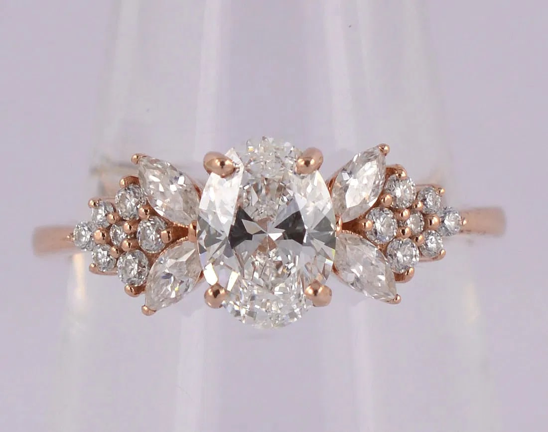 Certified Carat 1.10 Carat Natural Diamond Oval Cut 14kt Solid Rose Gold Ring (1 of 4)