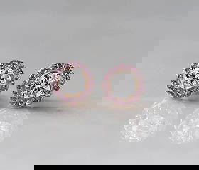 Certified 2 Carat Round Cut 14kt Solid Rose Gold Lab Grown Diamond Earrings: Certified 2 Carat Round Cut 14kt Solid Rose Gold Lab Grown Diamond Earrings- E Color vvs1 - Side Diamond pink color vs1 round cut