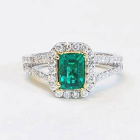 Certified 4.00 Ct lab grown Green Emerald 14kt Solid White Gold Ring (1 of 4)