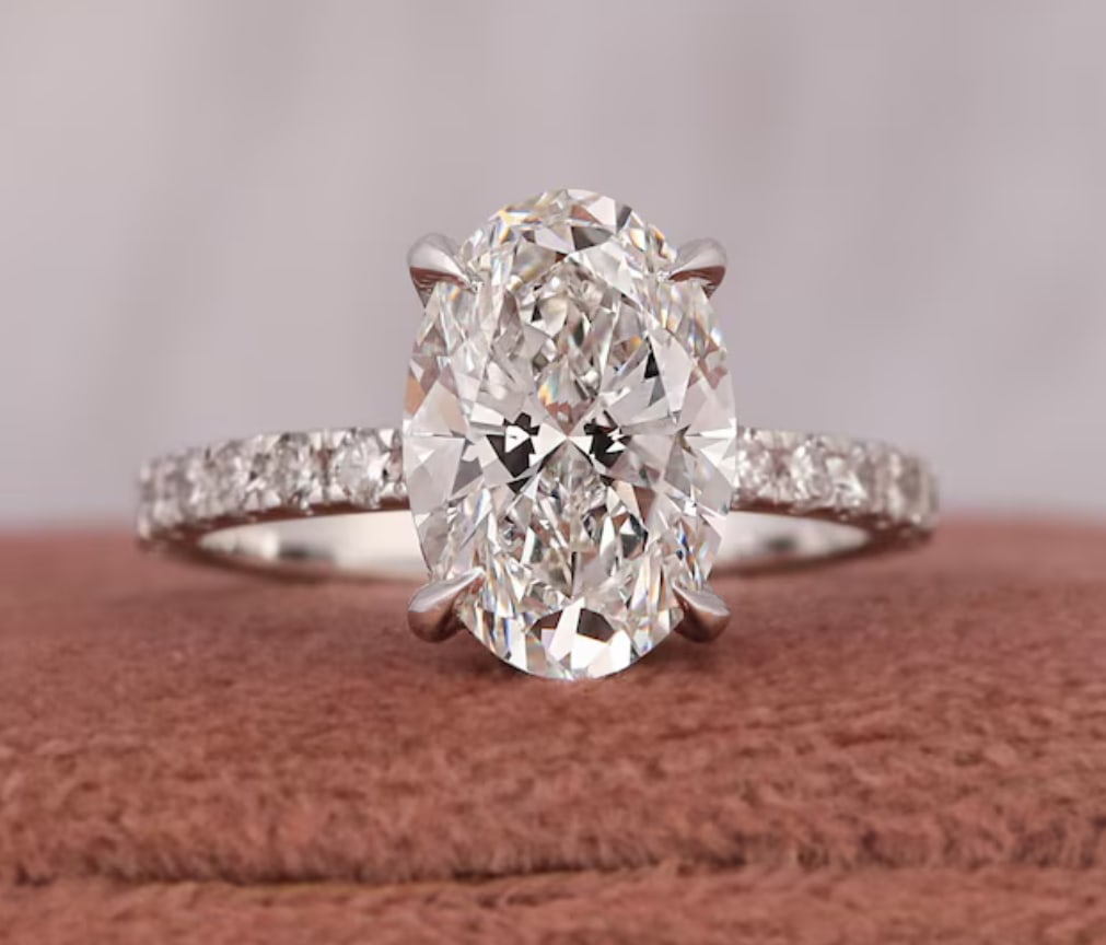 Certified 4.5 Carat Radiant Cut Lab Grown Diamond D VVS1 Color 14kt Solid White  Gold Engagement (1 of 5)