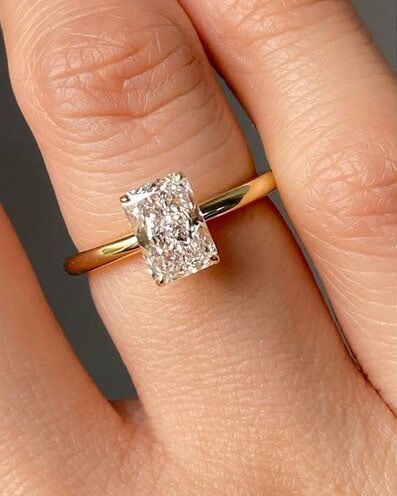 Certified 2 Carat Radiant Cut Lab Grown Diamond VVS1 E Color 14kt Solid Yellow Gold Engagement Ring (1 of 3)