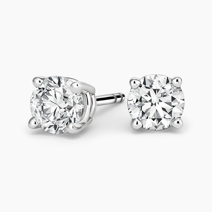 Certified 3 Carat Lab Grown Diamond 14KT Solid White Gold Earrings: Certified 3 Carat Lab Grown Diamond 14KT Solid White Gold Earrings E VVS1 Round Cut