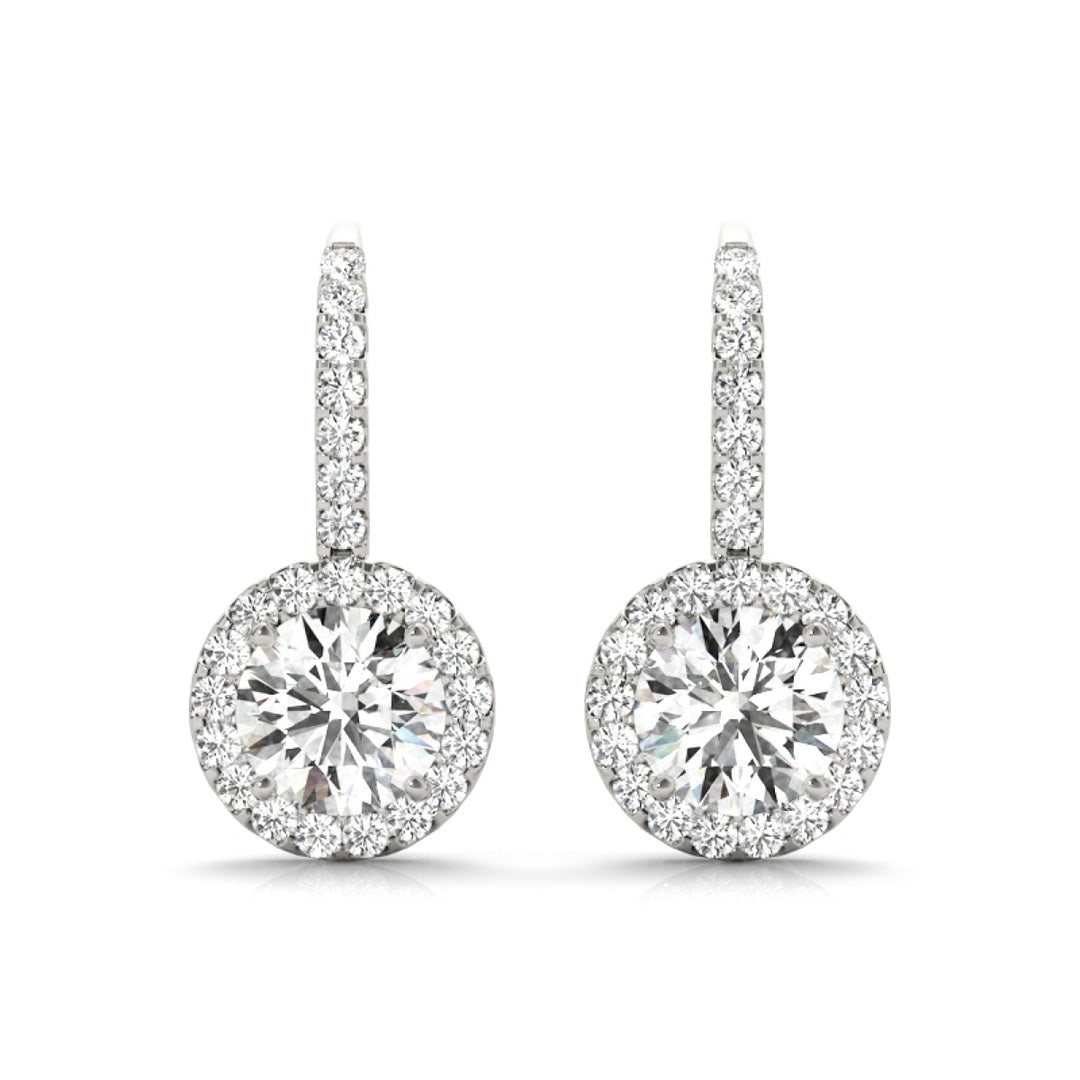 Certified 4 Carat Lab Grown Diamond 14KT Solid White Gold Earrings: Certified 4 Carat Lab Grown Diamond 14KT Solid White Gold Earrings - D Color VVS1 Round Cut - Side Stones is vs1 e color 0.60 Ct