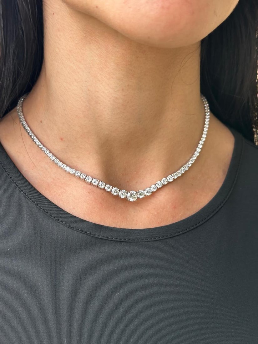 Certified - 14Kt Solid White Gold - 4 MM Lab grown diamond Necklace D Color VVS1 Round 18 - Inch: Certified - 14Kt Solid White Gold - 4 MM Lab grown diamond Necklace D Color VVS1 Round 18 - Inch
