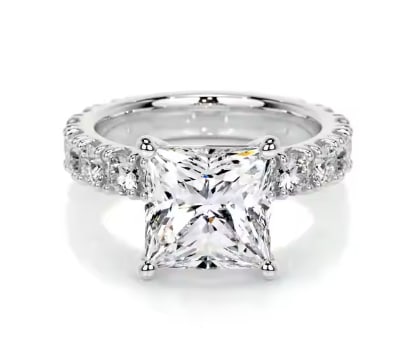 Certified 10 Carat Princess Cut Lab Grown Diamond 14kt Solid White Gold Engagement Ring: Certified 10 Carat Princess Cut Lab Grown Diamond 14kt Solid White Gold Engagement Ring D Color VVS1 - Princess Cut - Side Stone is Lab Grwon Diamond Ring 0.90 ct vs1 e color round cut