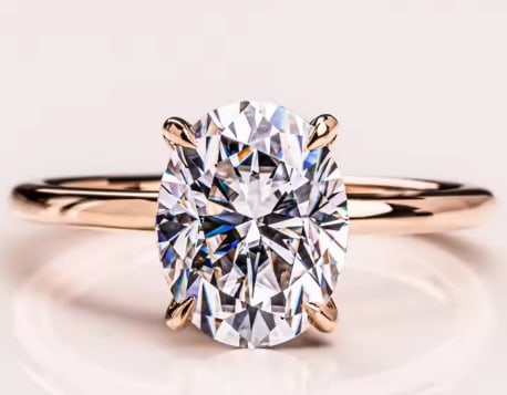 Certified 3 Carat Oval Cut Lab Grown Diamond 14kt Solid Rose Gold Engagement Ring: Certified 3 Carat Oval Cut Lab Grown Diamond 14kt Solid Rose Gold Engagement Ring D VVS1 Oval Cut - Ring Size US 6.5