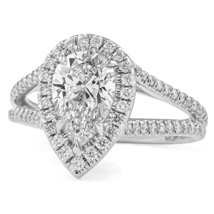 Certified 6.5 Carat Pear Cut Lab Grown Diamond 14kt Solid White Gold Engagement Ring: Certified 6.5 Carat Pear Cut Lab Grown Diamond E VVS1 -14kt Solid White Gold Engagement Ring Side Diamonds vs1 f color 0.60 ct round cut - Ring Size US 7