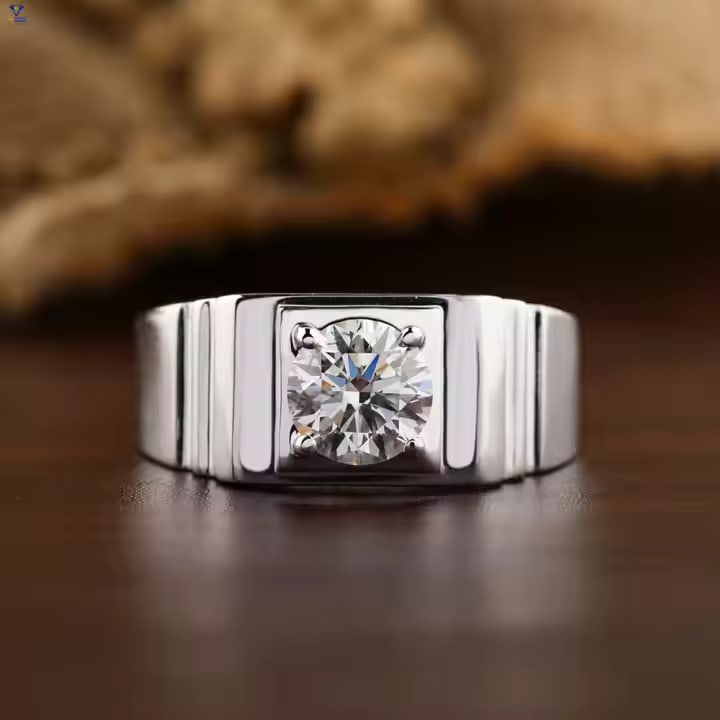 Man Ring - Certified 3 Carat Round Cut Lab Grown Diamond 14kt Solid White Gold Engagement Ring: Certified 3 Carat Round Cut D VVS1 -Lab Grown Diamond 14kt Solid White Gold Engagement Ring - Ring Size US 8