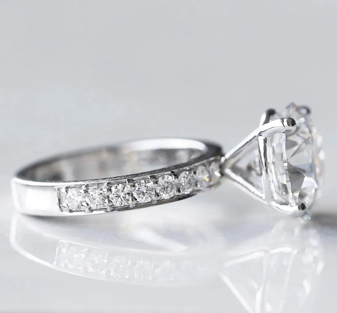 Certified 5 Carat Round Cut 18kt Solid White Gold Lab Grown Engagement Diamond Ring - 4