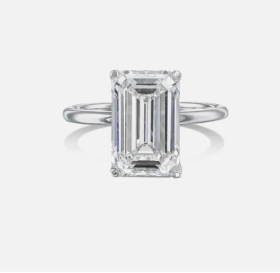 Certified 3 Carat Emerald Cut 14kt Solid White Gold Lab Grown Diamond Ring (1 of 2)