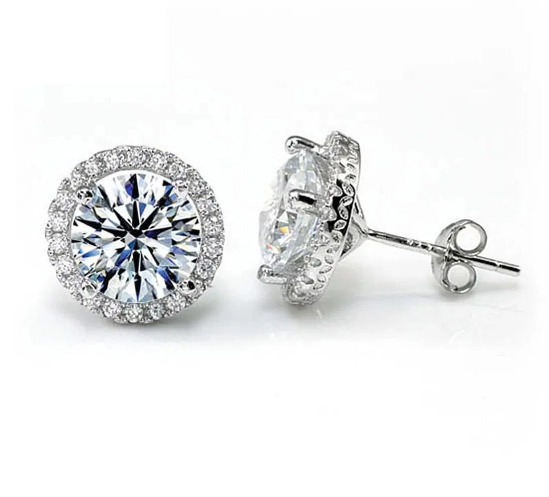 Certified 2 Carat 18kt Solid White Gold Natural Diamond earrings: Certified 2 Carat 18kt Solid White Gold Natural Diamond H Color VS1 earrings- Side Diamonds 0.30 Carat