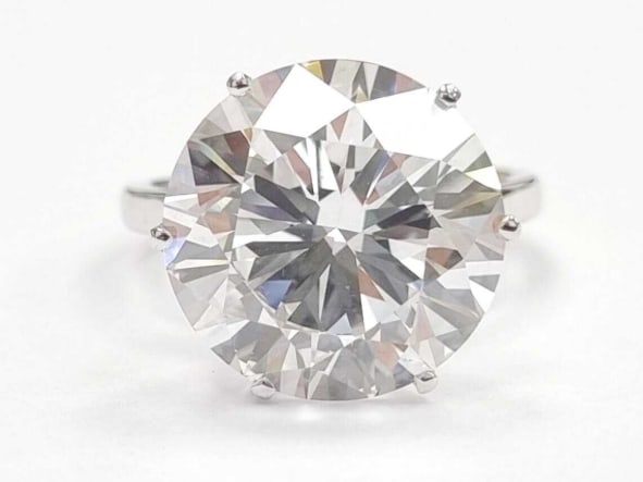 Certified 12.50 Carat Round Cut 14kt Solid White Gold Lab Grown Engagement Diamond Ring (1 of 3)