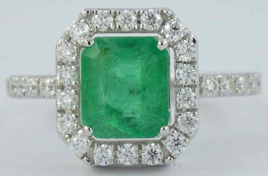 Certified 4.00 Carat Square Cut 14kt Solid White Gold Natural Emerald & Natural Diamond Ring (1 of 4)