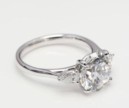 Certified 4 Ct Lab Grown Diamond Engagement Ring in 14K Solid White Gold - Round Cut - 3