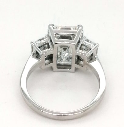Certified 12 Ct Lab Grown Diamond Engagement Ring in 14K Solid White Gold - Emerald Cut - 3