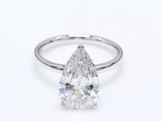 Certified 5 Ct Lab Grown Diamond Engagement Ring in 14K Solid White Gold - Pear Cut (1 of 3)