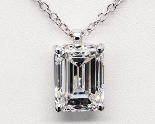 Certified 4 Carat Emerald Cut Lab Grown Diamond VVS1 D Color Pendant: 14KT Solid White Gold 4 Carat Emerald Cut Lab Grown Diamond VVS1 D Color Pendant