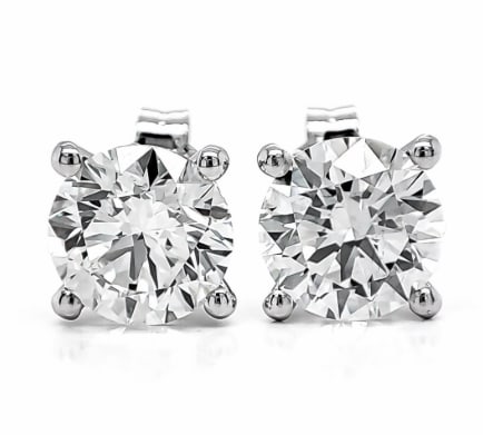 Certified 6 Carat Round Cut Lab Grown Diamond Earrings 14 kt Solid White gold: Certified 6 Carat Round Cut D VVS1 Lab Grown Diamond Earrings 14 kt Solid White gold