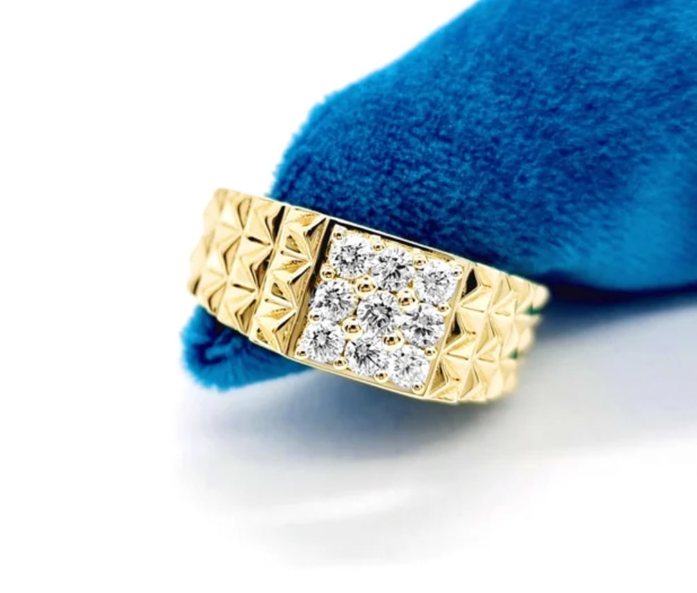 Men's Ring - Certified 1 Carat 14KT Solid Yellow Gold Lab Grown Diamond Round Cut Engagement Ring: Men's Ring - Certified 1 Carat 14KT Solid Yellow Gold D VVS1 Lab Grown Diamond Round Cut Engagement Ring - RING SIZE US 8