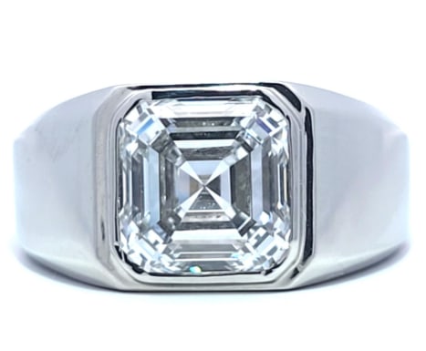 Certified 6 Carat 14KT Solid White Gold Lab Grown Diamond Square Cut Engagement Ring: Certified 6 Carat 14KT Solid White Gold D VVS1 Lab Grown Diamond Square Cut Engagement Ring - Ring Size US - 6