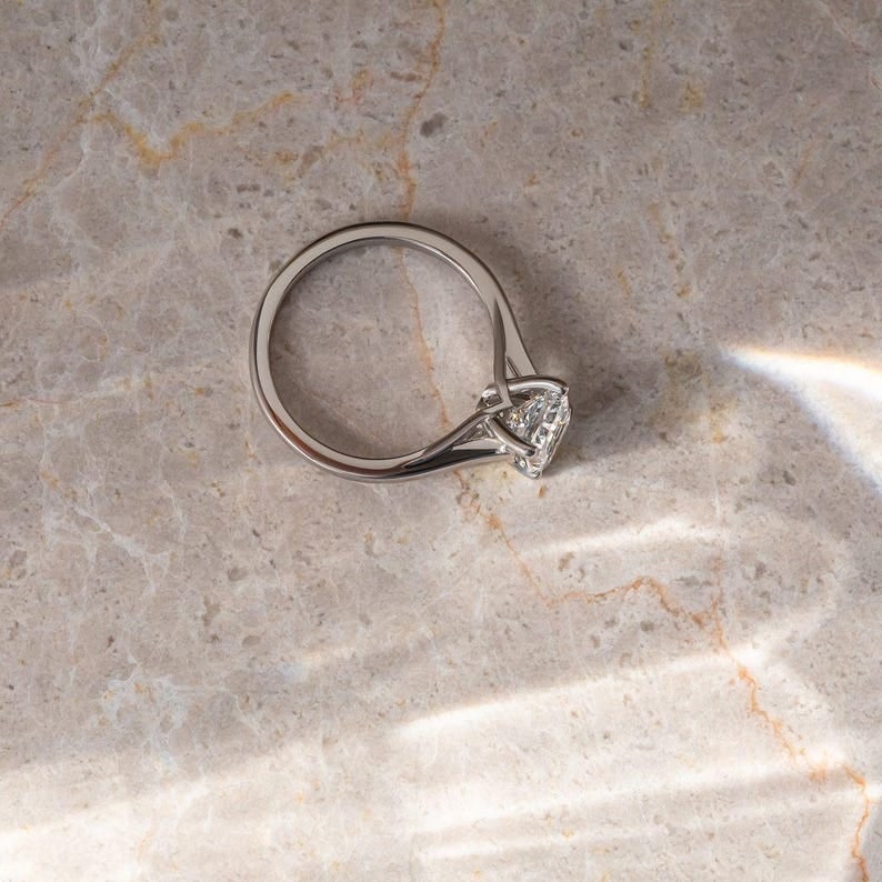 Certified 3 Carat 14KT Solid White Gold Lab Grown Diamond Radiant Cut Engagement Ring - 2