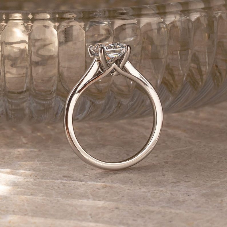 Certified 3 Carat 14KT Solid White Gold Lab Grown Diamond Radiant Cut Engagement Ring - 3