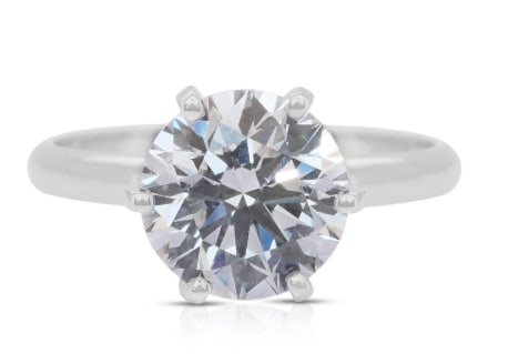 Certified 10 Carat 14KT Solid White Gold Lab Grown Diamond Round Cut Engagement Ring: Certified 10 Carat 14KT Solid White Gold D VVS1 Lab Grown Diamond Round Cut Engagement Ring - Ring Size US 6