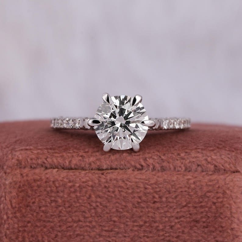 Certified 2.60 Carat 14KT Solid White Gold Lab Grown Diamond Round Cut Engagement Ring (1 of 5)