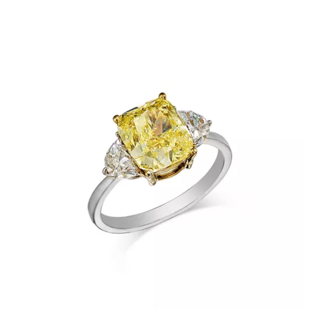 Certified 1.51 Carat Natural Diamond Yellow Color 14kt Solid White Gold Engagement Ring (1 of 2)