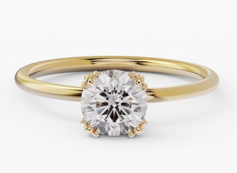 Certified 1.50 Carat Round Cut Lab Grown Diamond D VVS1 Color 14kt Solid Yellow Gold Engagement (1 of 3)