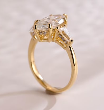 Certified 2 Carat Marquise Cut Lab Grown Diamond D VVS1 Color 14kt Solid Yellow Gold Engagement Ring - 3
