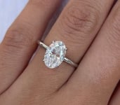Certified 2 Carat Oval Cut Lab Grown Diamond D VVS1 Color 14kt Solid White Gold Engagement Ring - 2