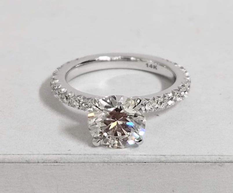 Certified 2.00 Carat Round Cut Lab Grown Diamond D VVS1 Color 14kt Solid White Gold Engagement: Certified 2.00 Carat Round Cut Lab Grown Diamond D VVS1 Color 14kt Solid White Gold Engagement Ring - Side Stone Lab Grown Diamonds 0.30 CT Round Cut VS1 E Color - Ring Size US 7