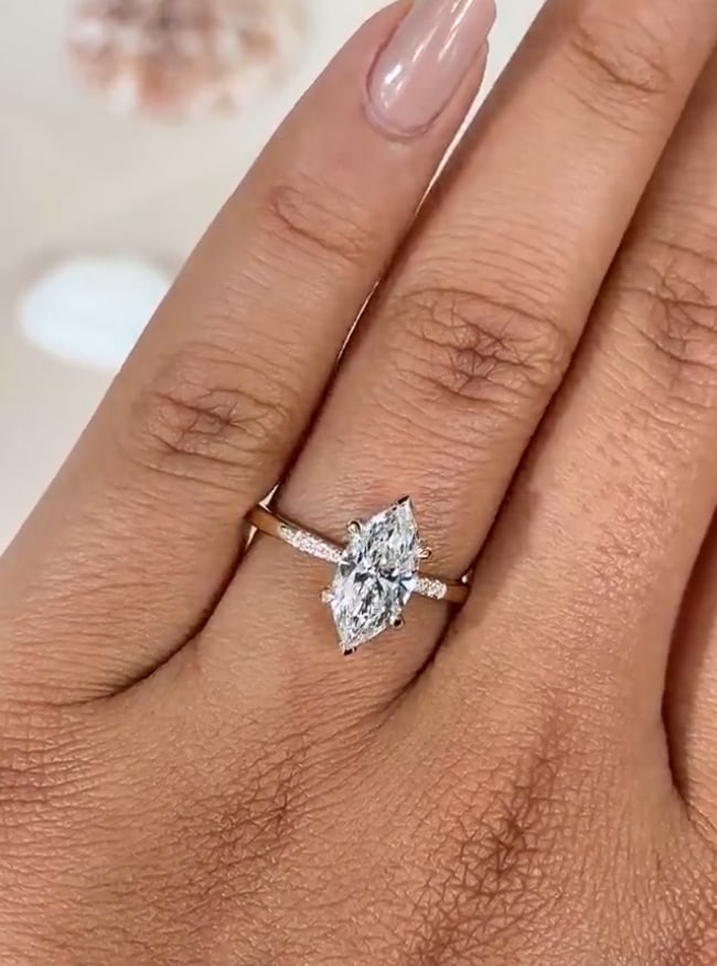 Certified 4.00 Carat Marcquise Cut Lab Grown Diamond D VVS1 Color 14kt Solid Yellow Gold - 2