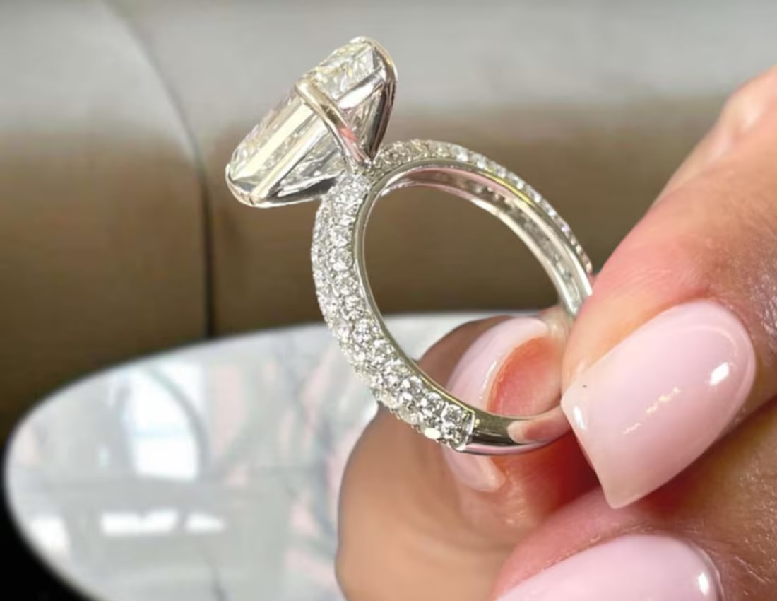 Certified 8.00 Carat Emearld Cut Lab Grown Diamond D VVS1 Color 14kt Solid White Gold - 5