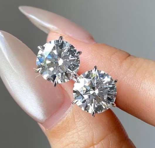 Certified 4.00 Carat Round Cut Lab Grown Diamond D VVS1 Color 14kt Solid White Gold Stud Earrings: Certified 4.00 Carat Round Cut Lab Grown Diamond D VVS1 Color 14kt Solid White Gold Stud Earrings