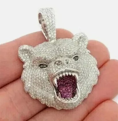 Certified 10.00 Ct Lab Grown Round Cut Diamond D VVS1 Color 925 Sterling Silver Men's 3D Pendant: Certified 10.00 Ct Lab Grown Round Cut Diamond D VVS1 Color 925 Sterling Silver Men's 3D Pendant