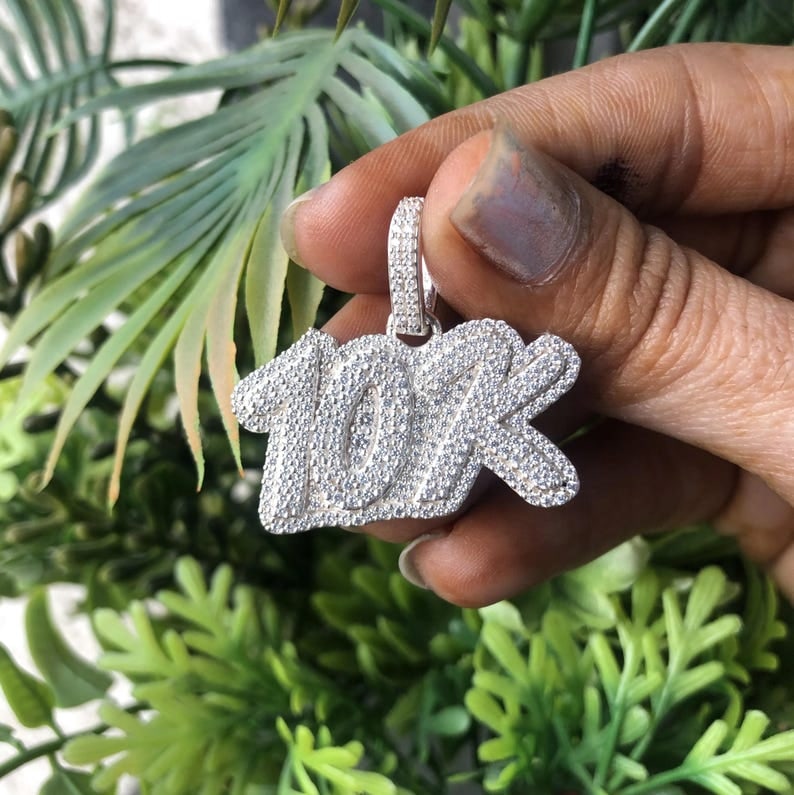 Certified 4.00 Ct Lab Grown Round Cut Diamond D VVS1 Color 925 Sterling Silver "10K" 3D Pendant: Certified 4.00 Ct Lab Grown Round Cut Diamond D VVS1 Color 925 Sterling Silver "10K" 3D Pendant, 18K Gold Plated Pendant