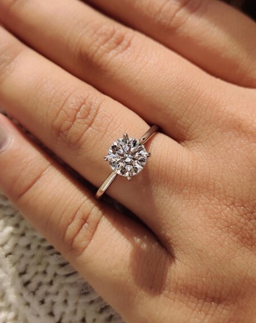 2.00 Carat Round Cut Certified D VVS1 Lab Grown Diamond in 14KT Solid White Gold Engagement Ring - 2