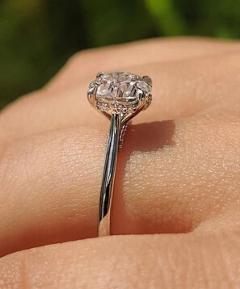 2.00 Carat Round Cut Certified D VVS1 Lab Grown Diamond in 14KT Solid White Gold Engagement Ring - 3